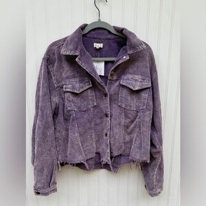 POL Purple Corduroy Trucker Style Jacket